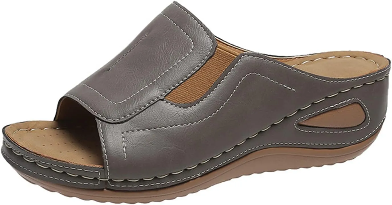 Ladmiple Sandals Women Comfortable Dressy Slip On Flat Sandals Orthopedic Flip Flops Summer Orthotic Slides with Arch Support