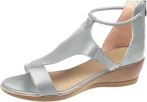 Ladmiple Sandals Women Comfortable Dressy Wedge Platform Sandals Slip on Ankle Strap Open Toe Casual Summer Dress Shoes 2024