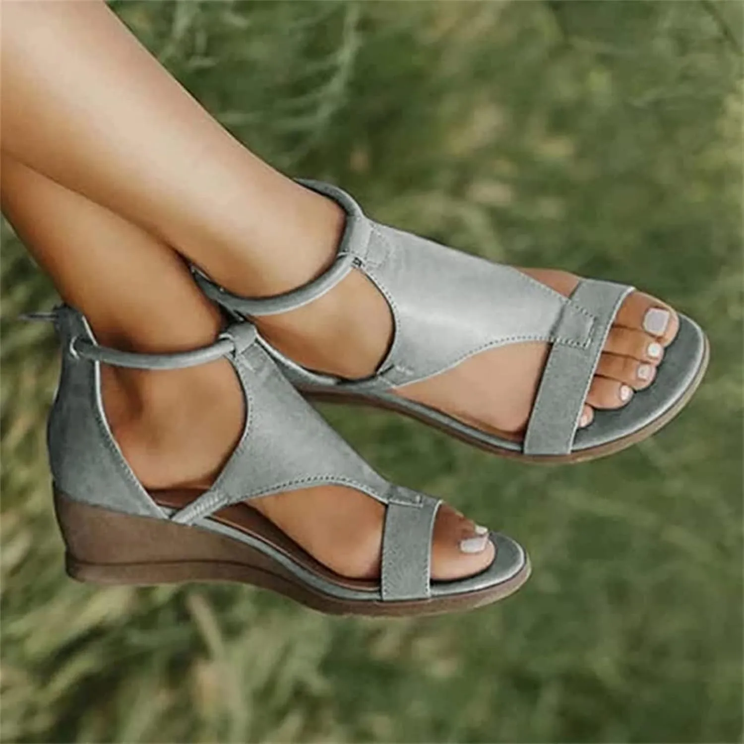 Ladmiple Sandals Women Comfortable Dressy Wedge Platform Sandals Slip on Ankle Strap Open Toe Casual Summer Dress Shoes 2024
