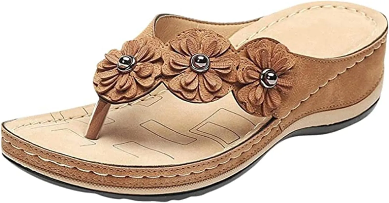 Ladmiple Sandals Women Comfortable Walking Arch Support Orthopedic Orthotic Flip Flops Dressy Summer Cute Slides Beach Shoes