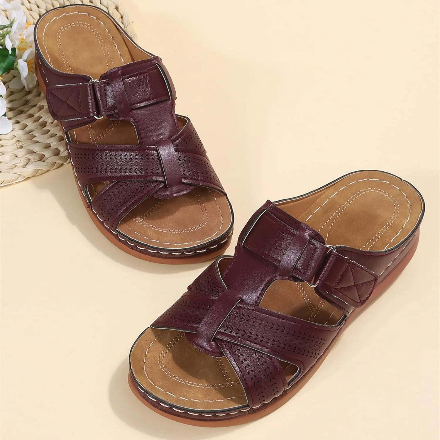 Ladmiple Sandals Women Dressy Summer Flat Arch Support Orthopedic Flip Flops Soft Comfortable Walking Orthotic Slides 2024
