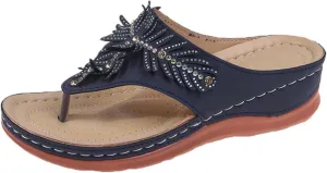 Ladmiple Sandals Women Dressy Summer Flat Comfortable Orthopedic Walking Slippers Orthotic Flip Flops with Arch Support