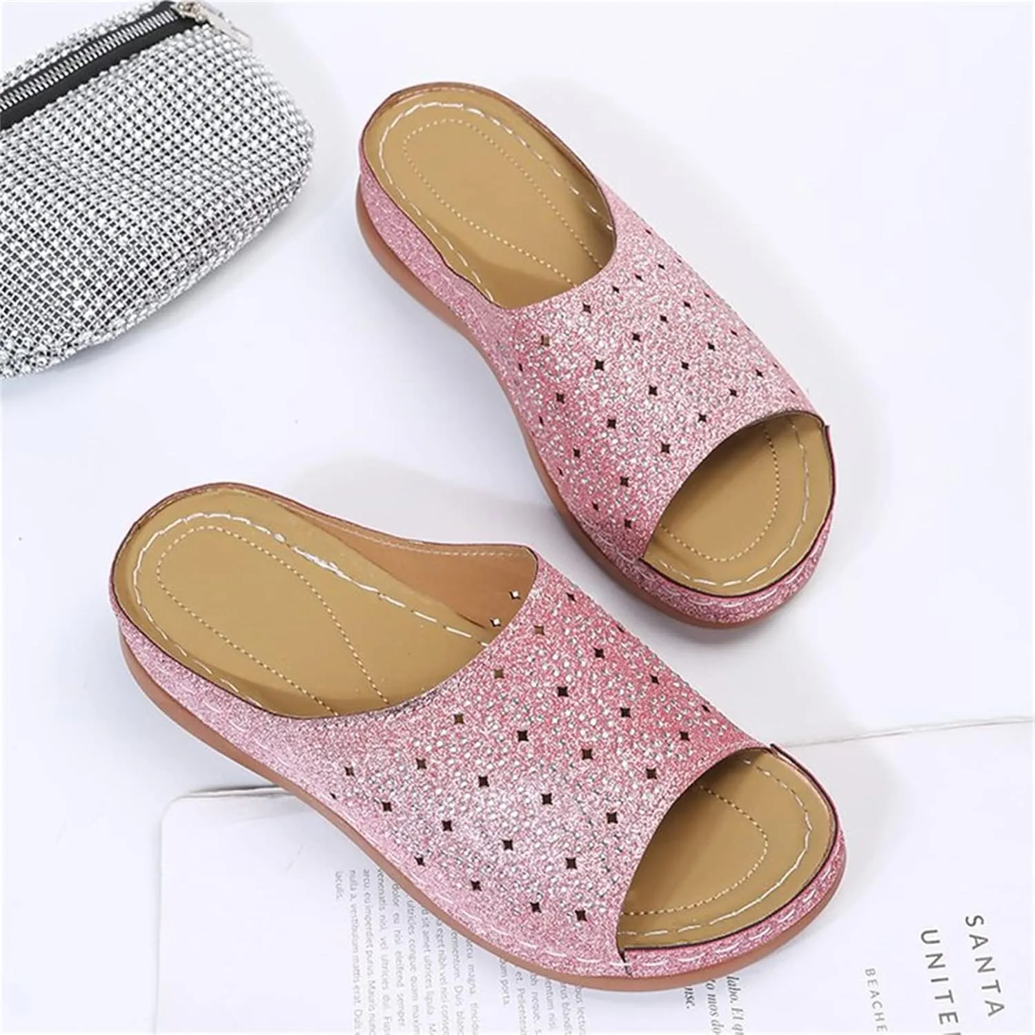Ladmiple Sandals Women Dressy Summer Flat Flip Flops Orthopedic Sandals Walking Slip On Orthotic Slides with Arch Support