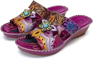 Ladmiple Sandals Women Dressy Summer Flat Walking Comfortable Arch Support Orthopedic Slides Slippers for Plantar Fasciitis