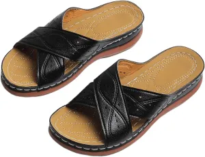 Ladmiple Sandals Women Wedge Slip On Orthotic Flips Flops Arch Support for Flat feet Orthopedic Slides Plantar Fasciitis