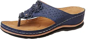 Ladmiple Womens Casual Dressy Fashion Orthopedic Platform Flip Flops Arch Support Roman Clip Toe Walking Slipper Shoes