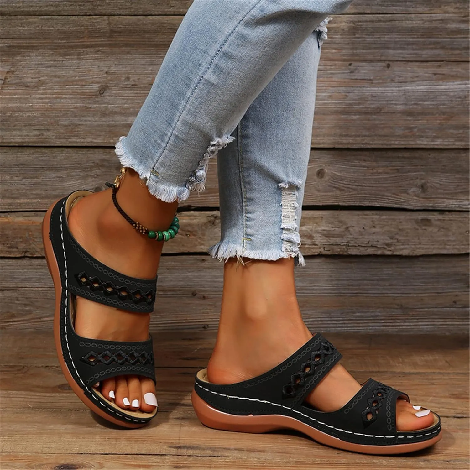 Ladmiple Women's Sandals Comfortable Dressy Arch Support Orthotic Flip Flops Walking Orthopedic Slides Summer Shoes 2023