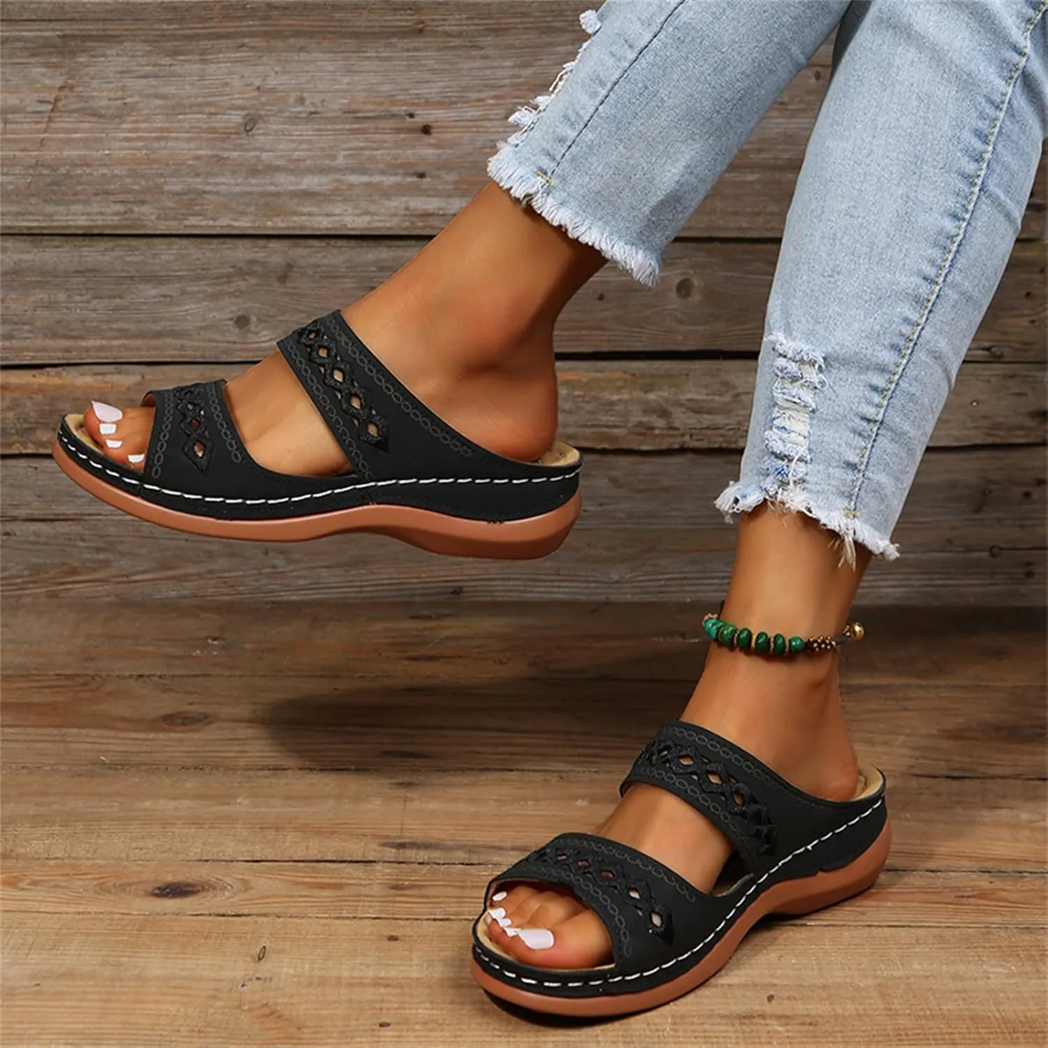 Ladmiple Women's Sandals Comfortable Dressy Arch Support Orthotic Flip Flops Walking Orthopedic Slides Summer Shoes 2023