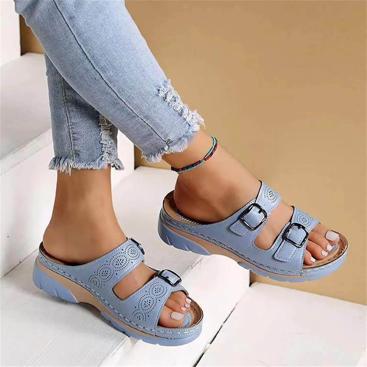 Ladmiple Womens Sandals Comfortable Dressy With Arch Support Open Toe Orthotic Walking Slides Summer Orthopedic Flip Flops