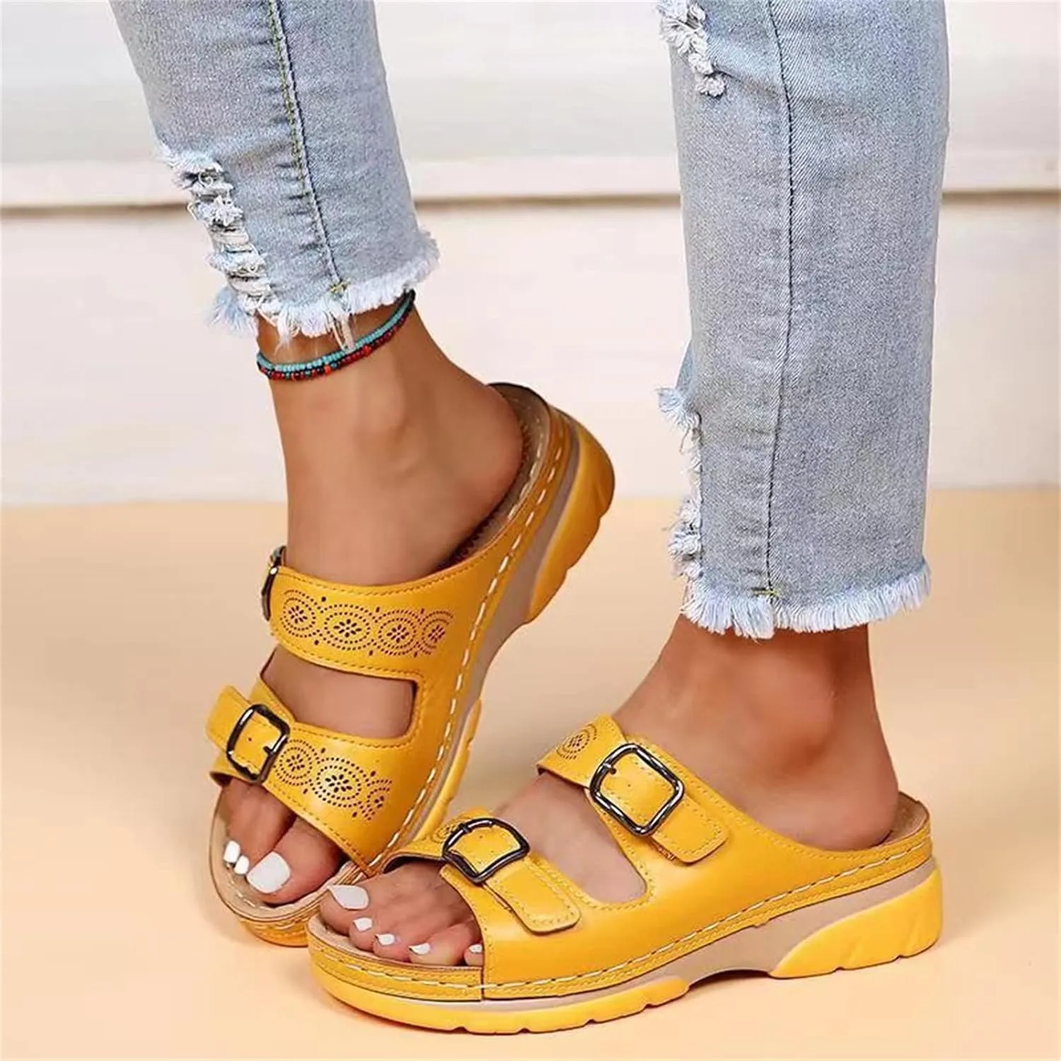 Ladmiple Womens Sandals Comfortable Dressy With Arch Support Open Toe Orthotic Walking Slides Summer Orthopedic Flip Flops