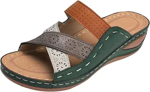 Ladmiple Women's Sandals Comfortable Walking Orthopedic Dressy Casual Summer Slip On Orthotic Flip Flops With Arch Support