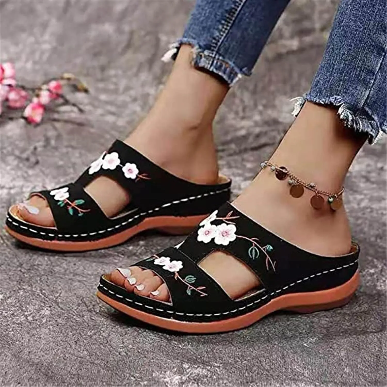 Ladmiple Womens Sandals For Plantar Fasciitis Support Comfort Orthotic Walking Slides Dressy Summer Orthopedic Flip Flops