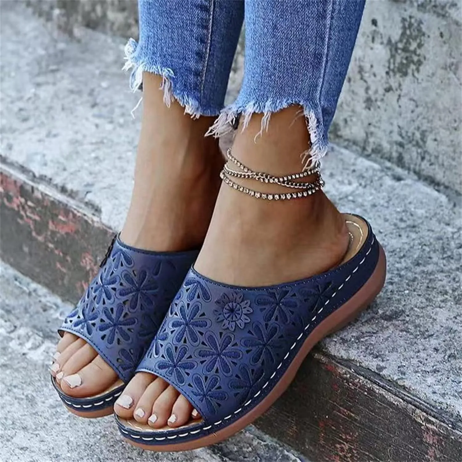 Ladmiple Women's Sandals With Arch Support Dressy Comfortable Orthopedic Orthotic Flip Flops Walking Slides Summer Shoes