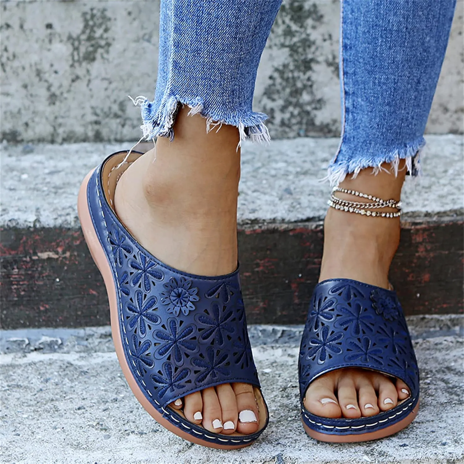 Ladmiple Women's Sandals With Arch Support Dressy Comfortable Orthopedic Orthotic Flip Flops Walking Slides Summer Shoes