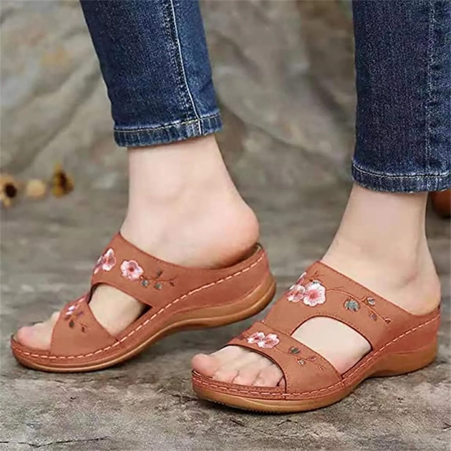 Ladmiple Women's Sandals With Arch Support Orthotic Plantar Fasciitis Orthopedic Slides Slippers Dressy Summer Flip Flops