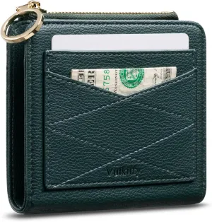 Leather Wallet for Woman RFID Blocking Bifold Small Compact Wallets Zipper Pocket Purse Large Capacity Card Hold Case with ID window