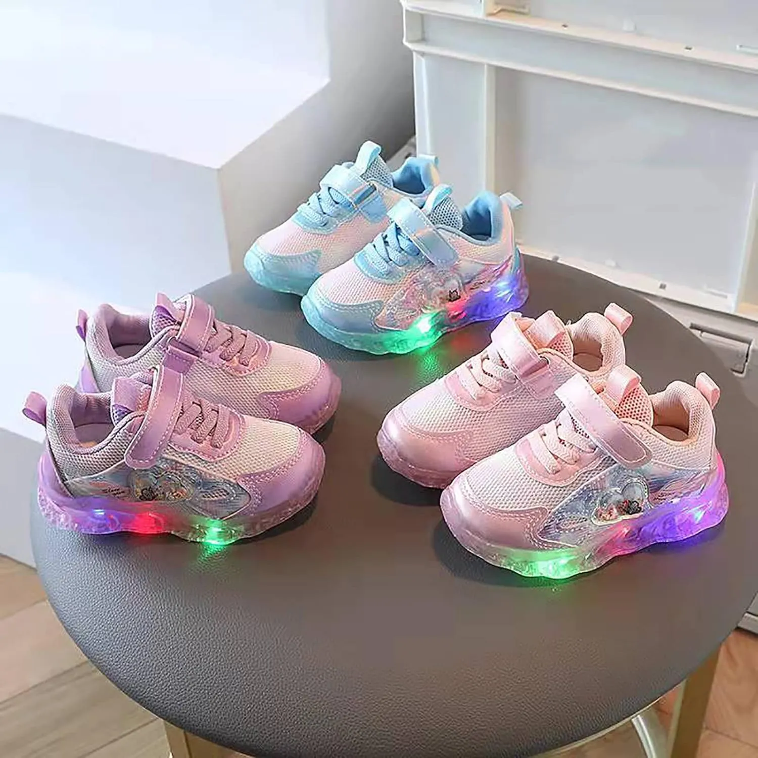 Light Up Shoes for Girls, Toddler Cute Fashion Flashing Running Athletic Sneakers Cute Wedge Sneaker for Girls
