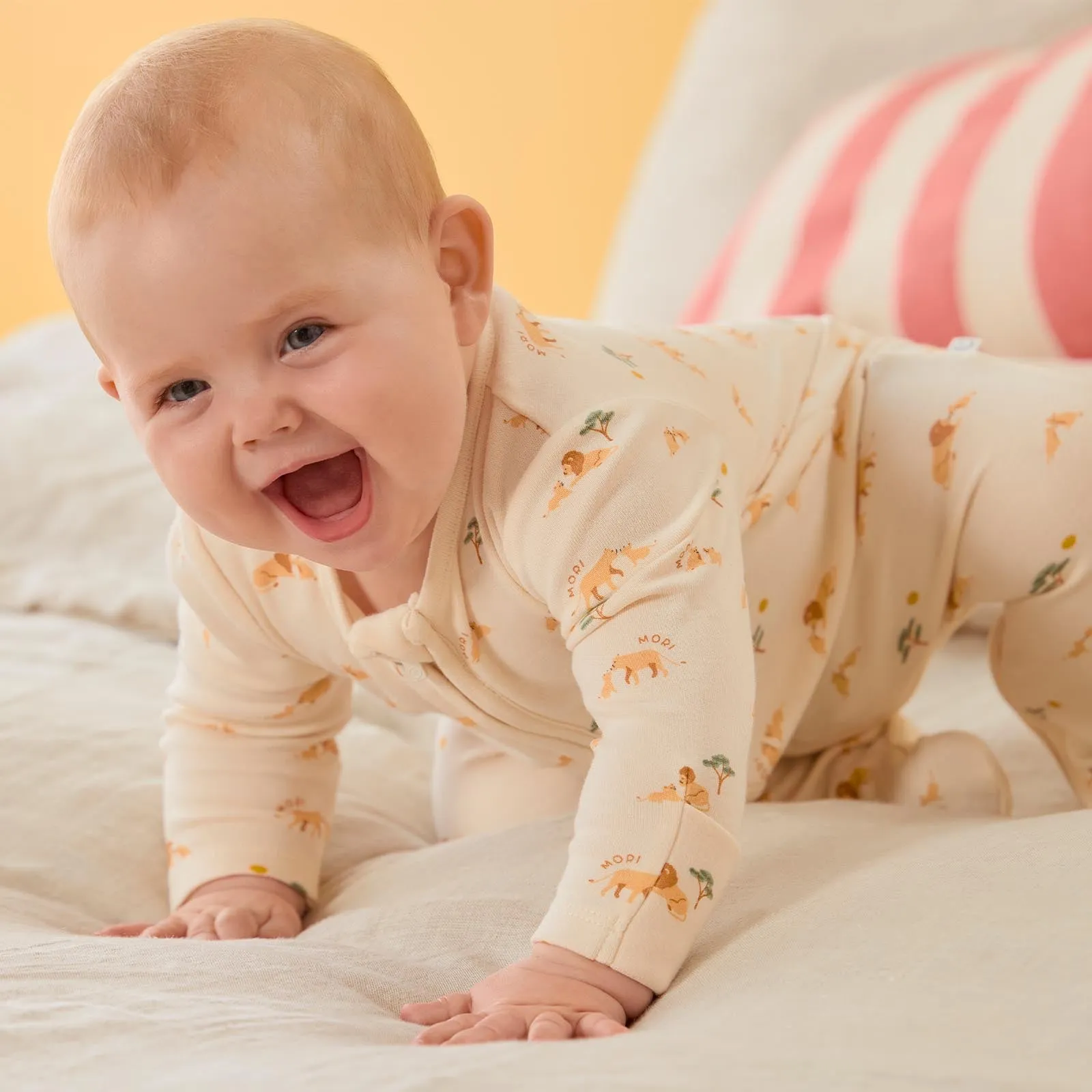 Lion & Yellow Ribbed Clever Zip Baby Pajamas 2 Pack