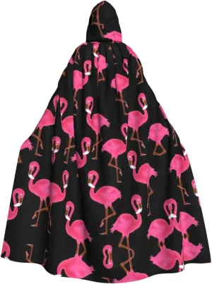 Lovely Pink Flamingos Cape Cloak Adults Hooded Cloak For Women Men Halloween Costumes Christmas Cosplay