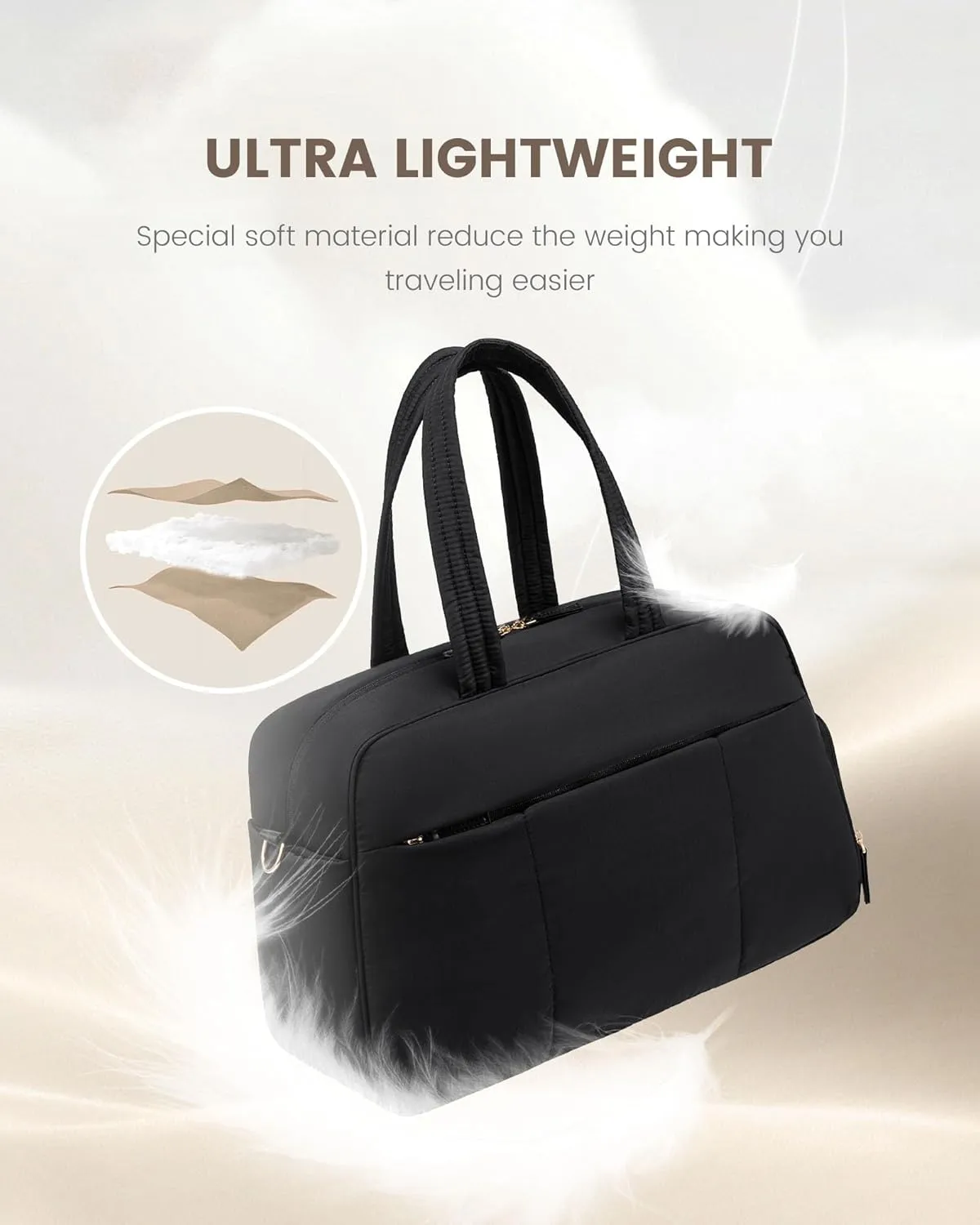 LOVEVOOK Travel Duffel, Gym Bag for Women with Shoe Compartment, Carry On Weekender with Wet Pocket, Water Resistant Puffer Bag for Sports