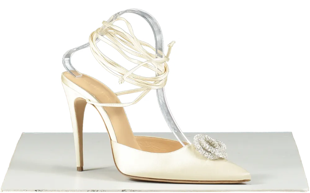 Magda Butrym Cream Embellished Satin Pumps UK 6 EU 39 