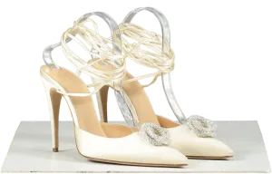 Magda Butrym Cream Embellished Satin Pumps UK 6 EU 39 