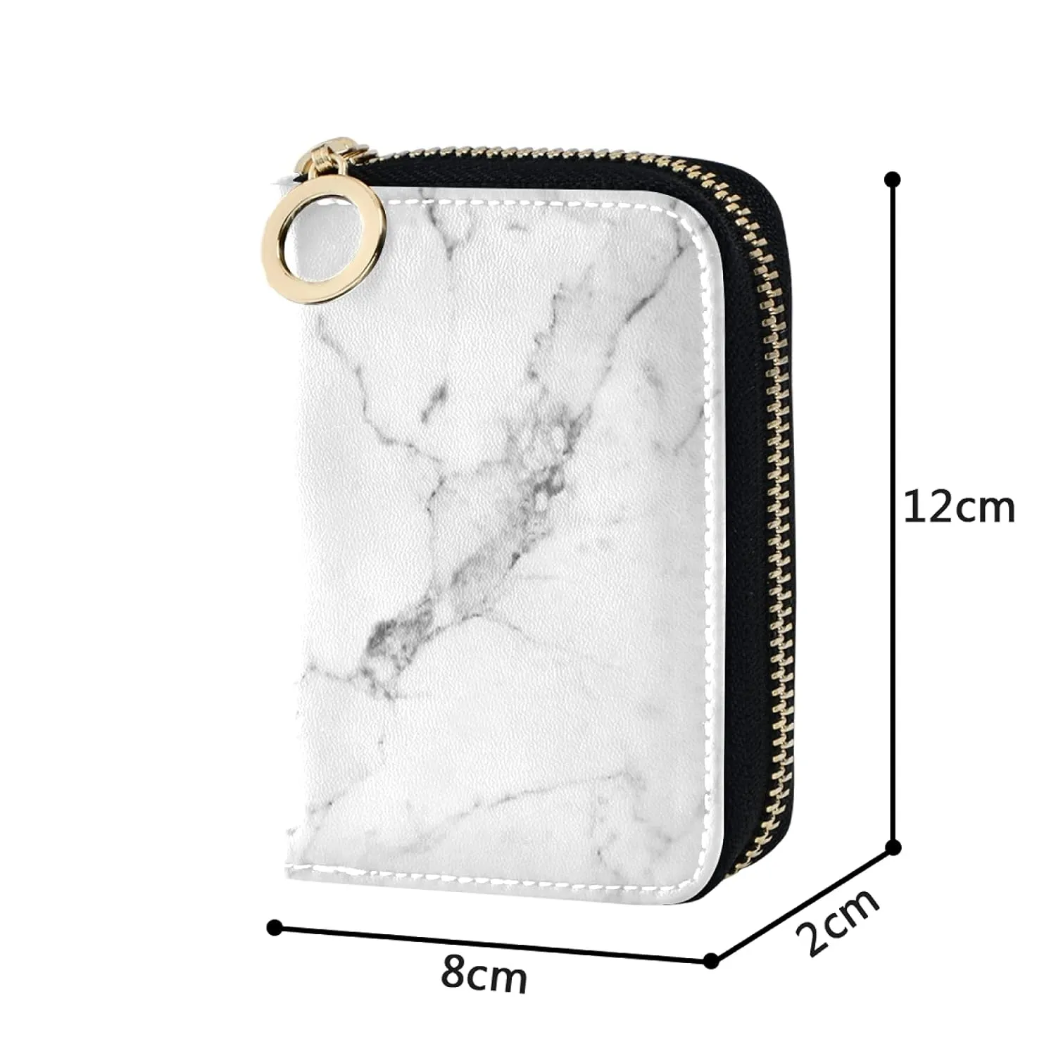 Marble Texture Black White Credit Card Coin wallet, RFID Blocking Compact Women Leather Card Holder, Key Change Organizer, Zipper Purse Clutch Pouch Pocket