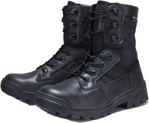 Men Military Tactical Leather Work Sport Boots, 1000D Nylon Waterproof Stab Resistant Hiking Sneakers