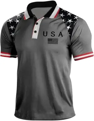 Men Shirts Graphic American Collar Shirts Themed Mens Fourth July of Us America Golf Polo Funny Pink Golf Polo