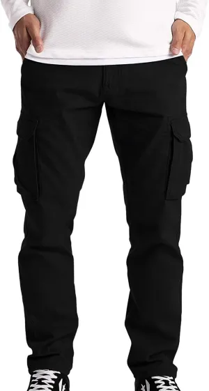 Men's Cargo Sweatpants Lightweight Drawstring Casual Joggers Loose Open Bottom Athletic Pants for Men with Pockets