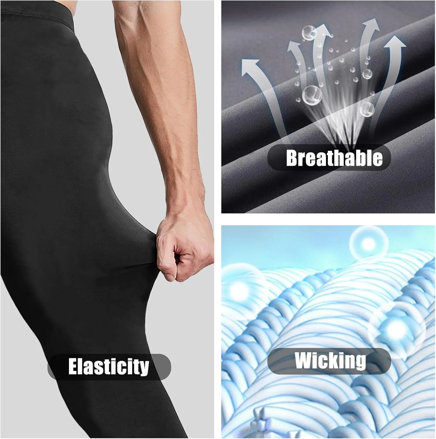 Mens Compression Pants Athletic Running Leggings Workout Tights Quick Dry Base Layer Basketball Sports Underpants