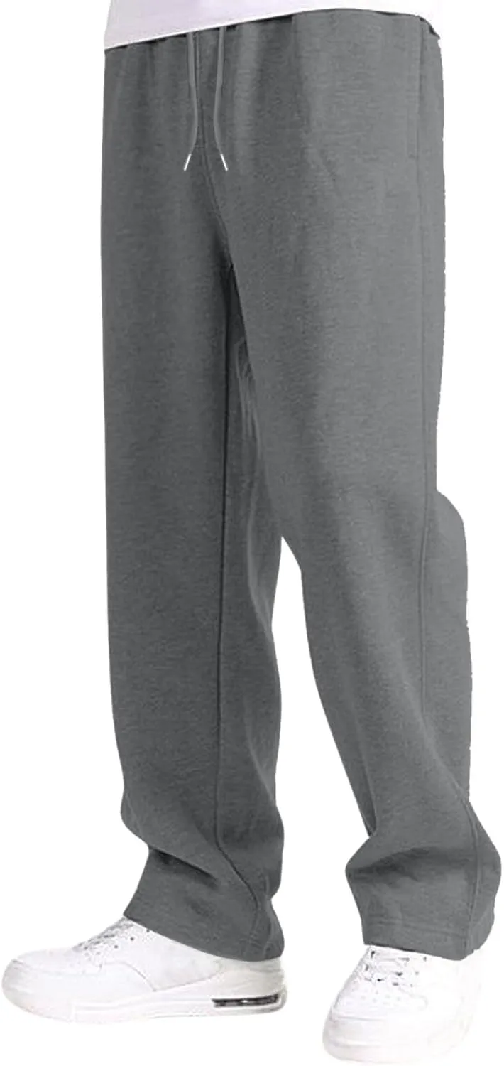 Men's Cotton Casual Pants, Elastic Waist Bottom Sweatpants, Workout High Waist Lightweight Drawstring Summer Yoga Pants
