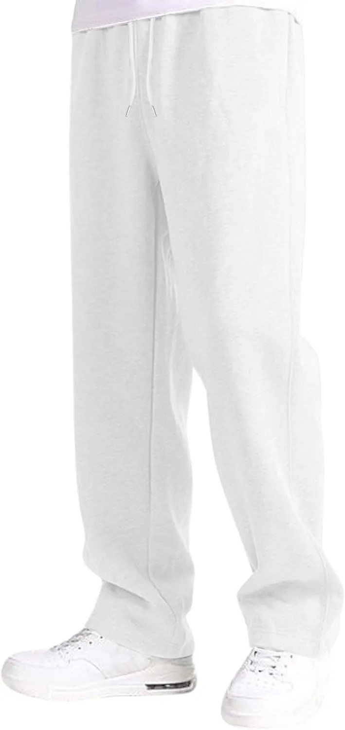 Men's Cotton Casual Pants, Elastic Waist Bottom Sweatpants, Workout High Waist Lightweight Drawstring Summer Yoga Pants