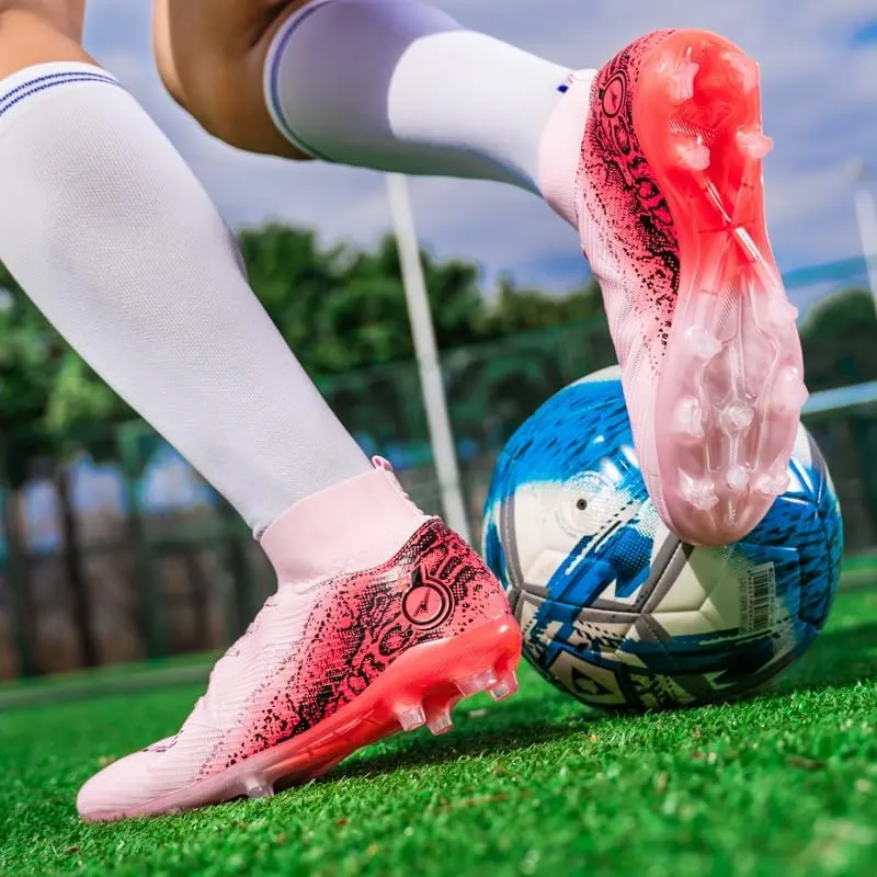Men's High-Tops Soccer Cleats Lace-Up Adult Football Shoes Lightweight Professional Athletic Training Soccer Shoes