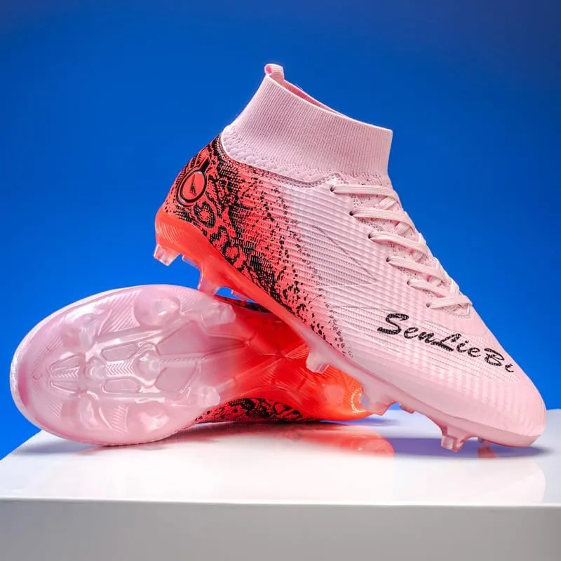 Men's High-Tops Soccer Cleats Lace-Up Adult Football Shoes Lightweight Professional Athletic Training Soccer Shoes