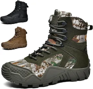 Men's Lace up Platform Waterproof Tactical Boots Round Toe Comfortable Warm Non Slip Military Boots for Hiking Adventure Outdoor Work Boots