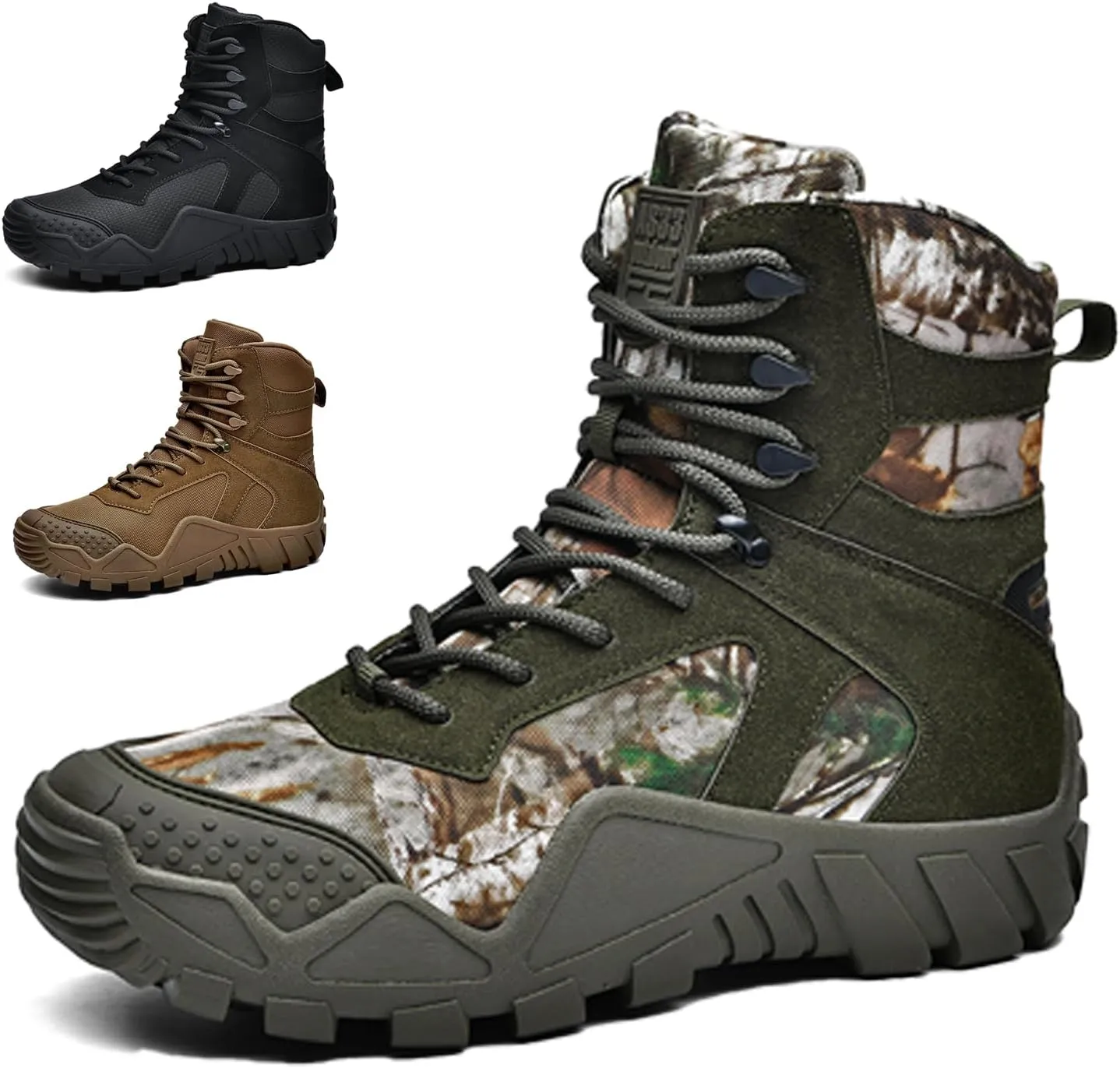 Men's Lace up Platform Waterproof Tactical Boots Round Toe Comfortable Warm Non Slip Military Boots for Hiking Adventure Outdoor Work Boots