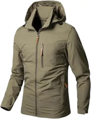 Men's Lightweight Jacket Hooded Outdoor Hiking Windbreaker Jackets Casual Hoodies with Zip Pockets for Big Tall Men
