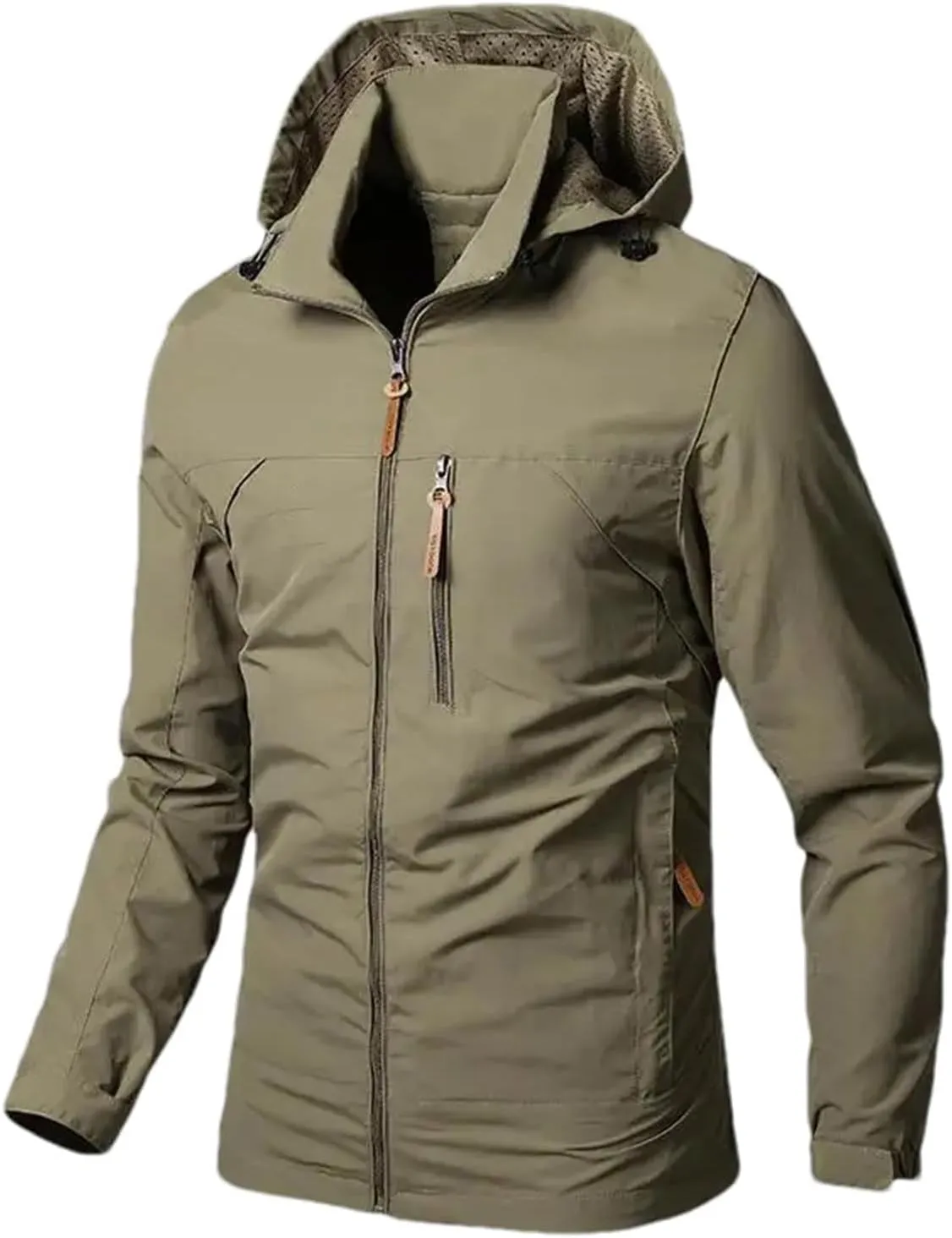 Men's Lightweight Jacket Hooded Outdoor Hiking Windbreaker Jackets Casual Hoodies with Zip Pockets for Big Tall Men