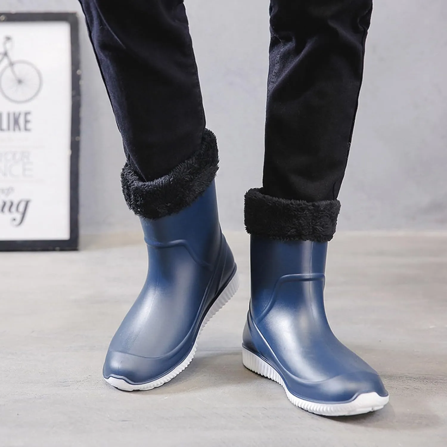 Men's Rain Boots Waterproof Non-Slip Outdoor Work Rubber Boots Fishing Boots For Men Waterproof Ankle Rain Boots