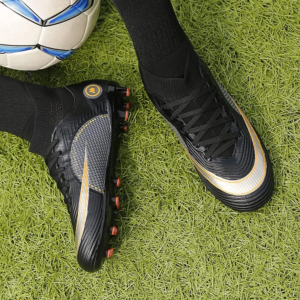 Men's Soccer Cleats Shoes High Top TF/FG Professional Spikes Football Shoes Youth Indoor Outdoor Turf Ground Football Cleats for Boys