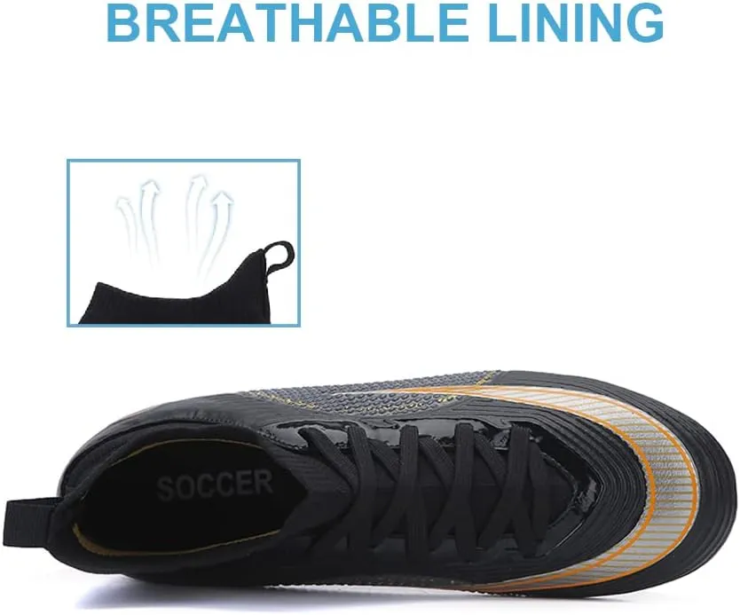 Men's Soccer Cleats Shoes High Top TF/FG Professional Spikes Football Shoes Youth Indoor Outdoor Turf Ground Football Cleats for Boys