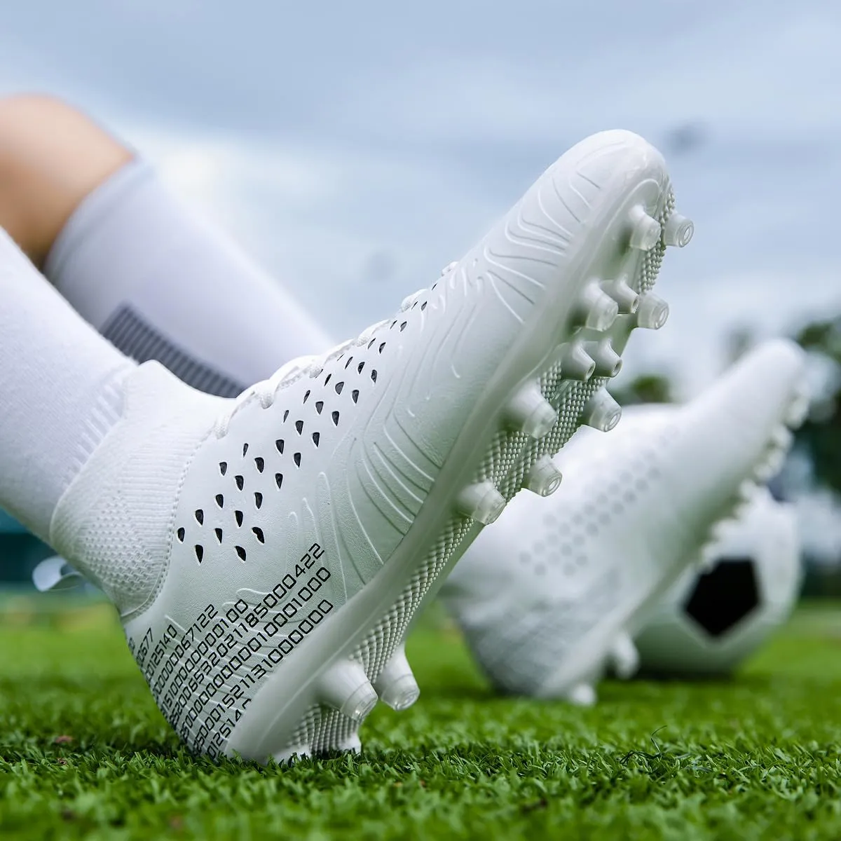 Men's Soccer Shoes Football Cleats High-Tops Lace-Up Non-Slip Spikes AG/FG Sports Athletic Futsal Rugby Baseball Lacrosse Sneaker Shoes Size 4.5-14