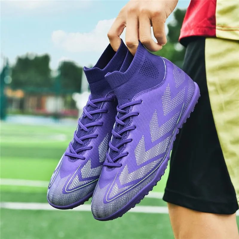Men's Soccer Shoes Football Cleats High-Tops Lace-Up Non-Slip Spikes Indoor Outdoor TF Turf Futsal Running Sports Athletic Baseball Lacrosse Sneaker