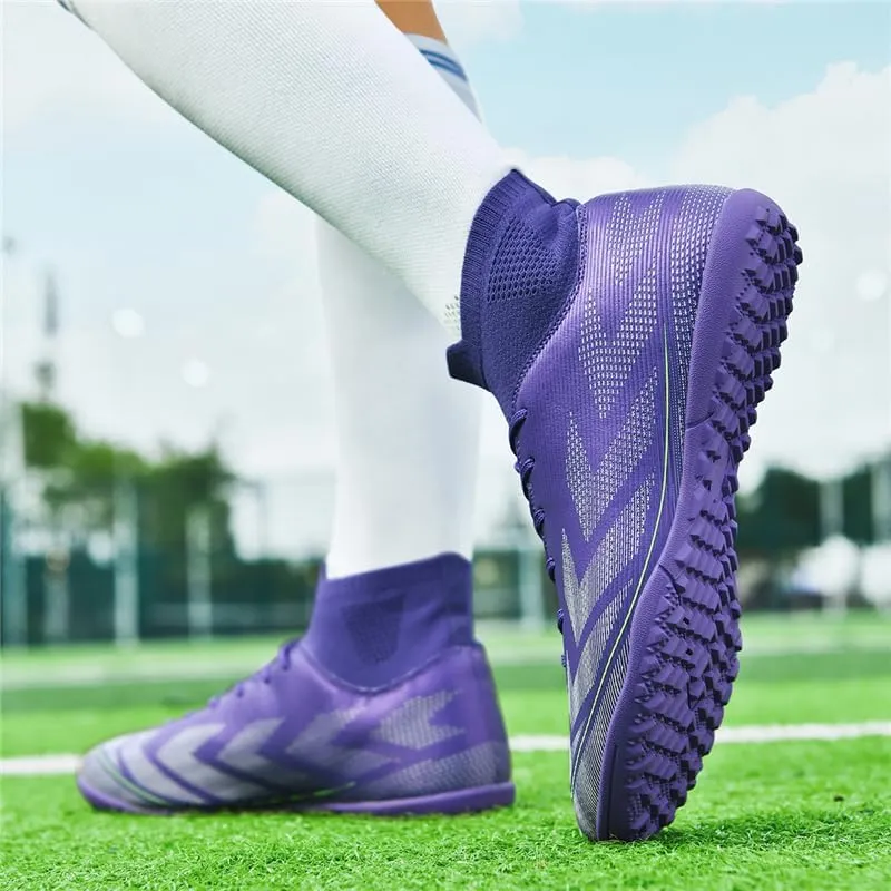 Men's Soccer Shoes Football Cleats High-Tops Lace-Up Non-Slip Spikes Indoor Outdoor TF Turf Futsal Running Sports Athletic Baseball Lacrosse Sneaker
