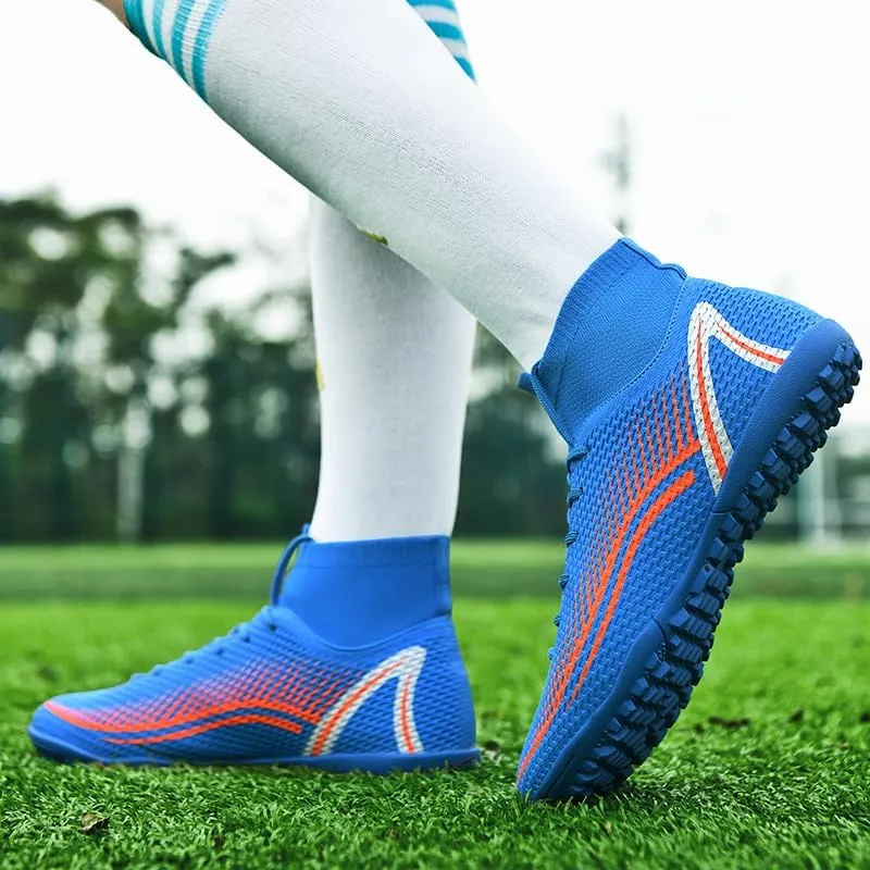 Men's Soccer Shoes Outdoor Turf Indoor Soccer Training Sneaker Professional High-Top Athletic Football Boots Breathable Cleats Lace-Up Non-Slip Spikes AG/FG Boots