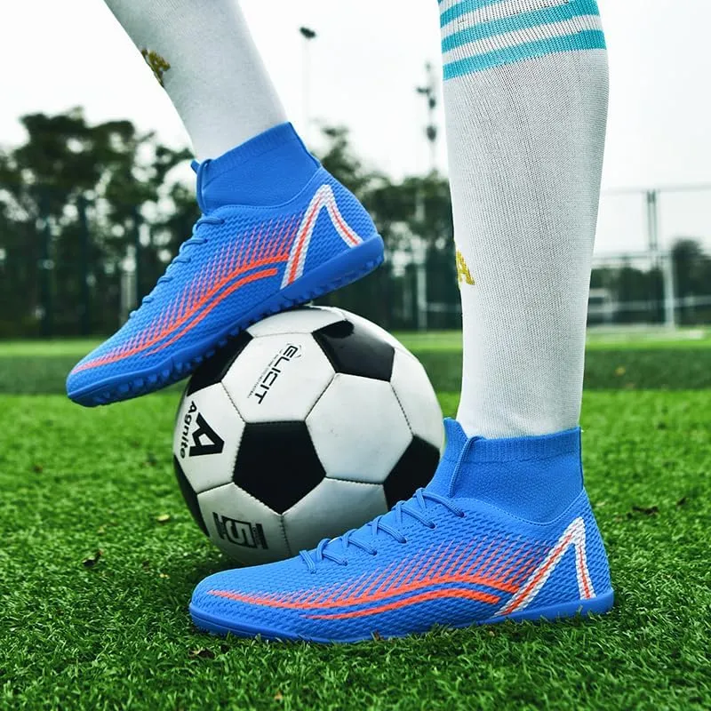 Men's Soccer Shoes Outdoor Turf Indoor Soccer Training Sneaker Professional High-Top Athletic Football Boots Breathable Cleats Lace-Up Non-Slip Spikes AG/FG Boots