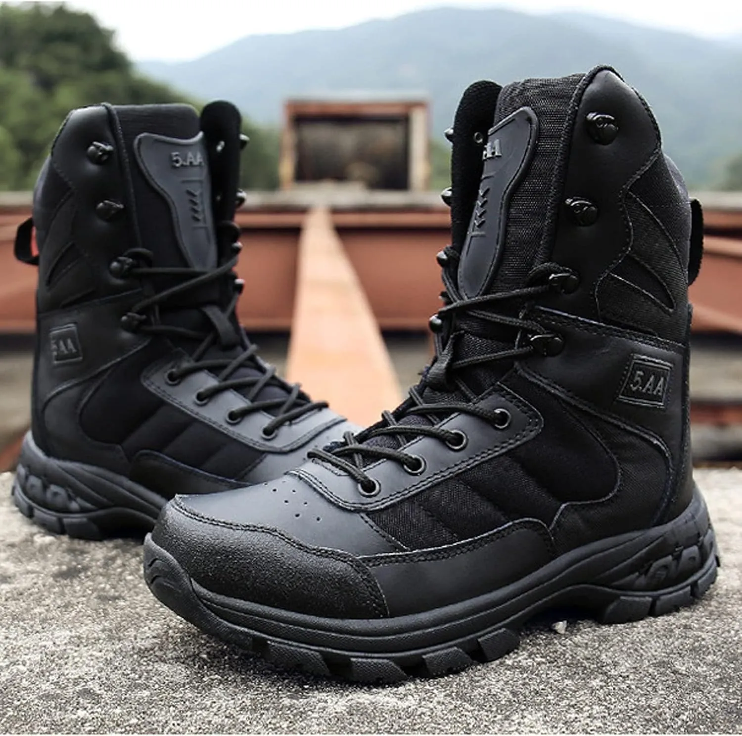 Mens Waterproof Hiking Boots Lightweight Camping Boots Military Tactical Boots Work Boot Blue-EU43/US9