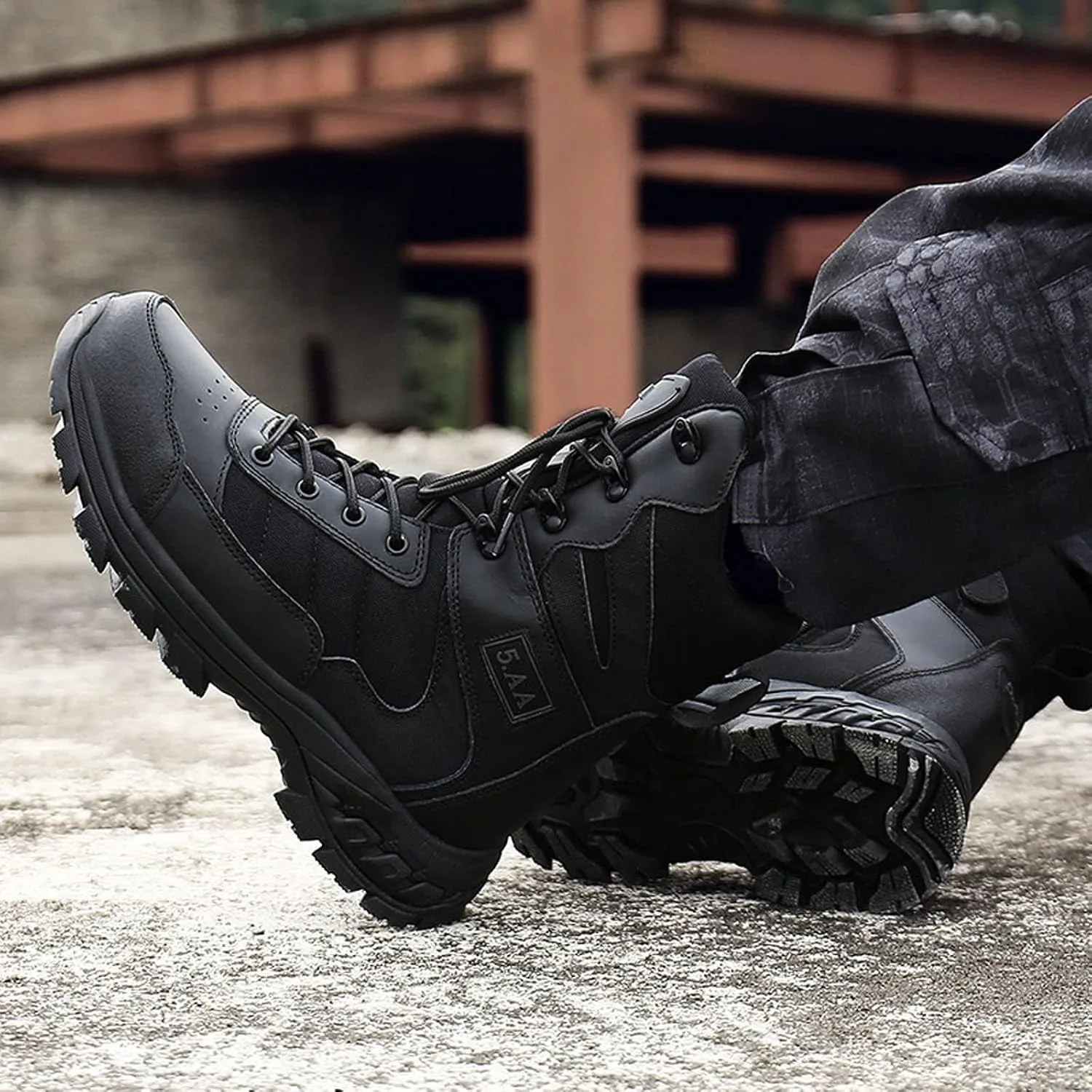 Mens Waterproof Hiking Boots Lightweight Camping Boots Military Tactical Boots Work Boot Blue-EU43/US9