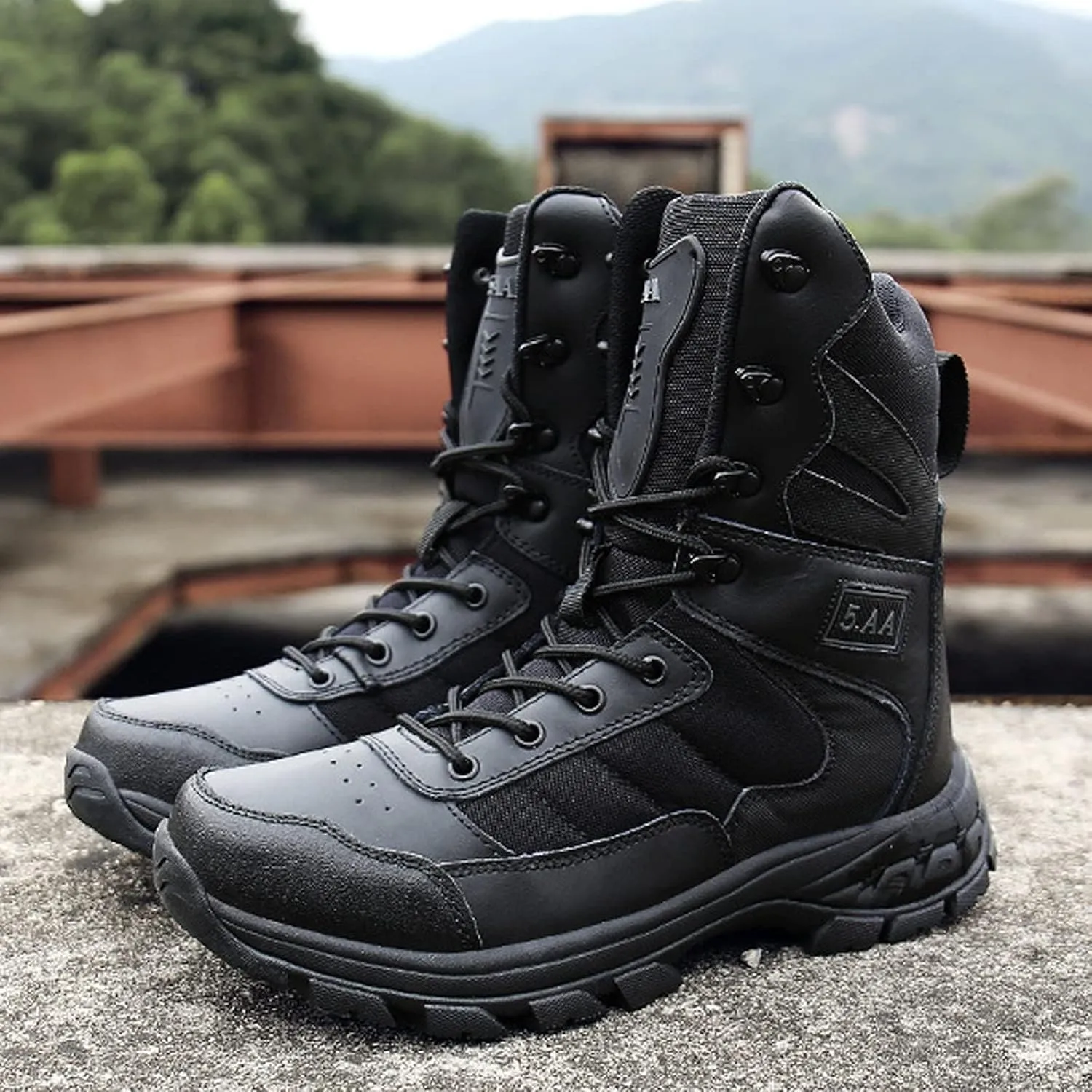 Mens Waterproof Hiking Boots Lightweight Camping Boots Military Tactical Boots Work Boot Blue-EU43/US9
